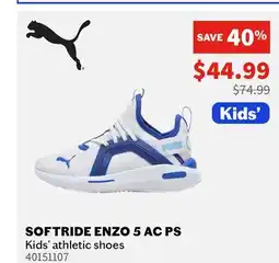 Sports Experts PUMA Softride Enzo 5 AC PS Kids' athletic shoes offer