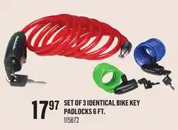 Canac Set of 3 Identical Bike Key Padlocks 6 ft offer