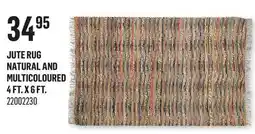 Canac Jute Rug Natural and Multicoloured 4ft.x6ft offer