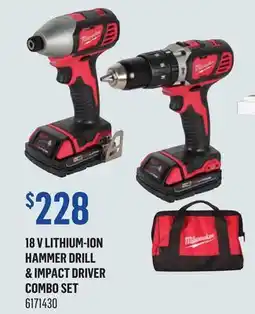 Canac 18 V Lithium-Ion Hammer Drill & Impact Driver Combo Set offer