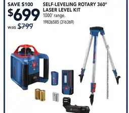 RONA BOSCH SELF-LEVELING ROTARY 360° LASER LEVEL KIT offer