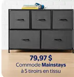 Walmart Commode Mainstays à 5 tiroirs en tissu offer