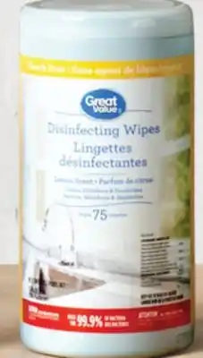 Walmart Paq. de 75 lingettes désinfectantes Great Value offer