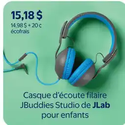 Walmart Casque d'écoute filaire JBuddies Studio de JLab pour enfants offer