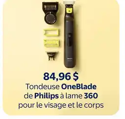 Walmart Tondeuse OneBlade de Philips à lame 360 pour le visage et le corps offer
