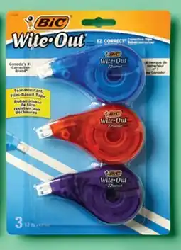 Walmart Paq. de 3 styles rétractables 4 couleurs ou de 3 rubans-correcteurs Wite-Out de Bic offer