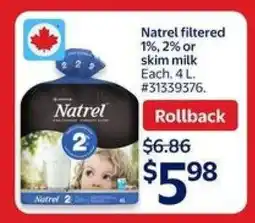 Walmart Natrel Filtered Milk offer