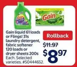 Walmart GAIN Liquid or Flings offer