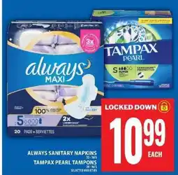 Food Basics ALWAYS SANITARY NAPKINS TAMPAX PEARL TAMPONS offer