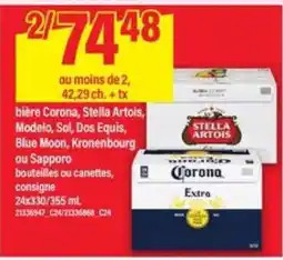 Maxi bière Corona, Stella Artois, Modelo, Sol, Dos Equis, Blue Moon, Kronenbourg ou Sapporo offer