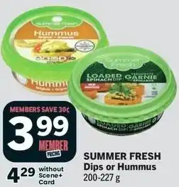 IGA Summer fresh dips or hummus offer
