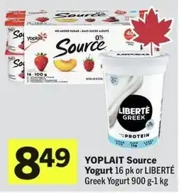 IGA Yoplait source yogurt or Liberte greek yogurt offer