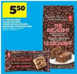 Real Canadian Superstore PC 'The Decadent' Chocolate Chips, Baking Mix or Granola Mix offer