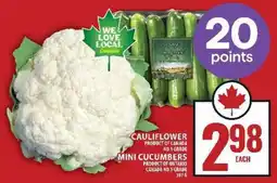 Food Basics Cauliflower and Mini Cucumbers offer