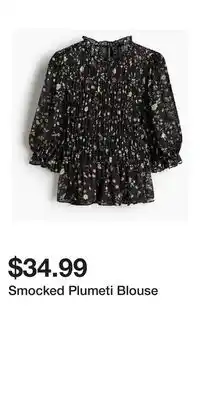 H&M Smocked Plumeti Blouse offer
