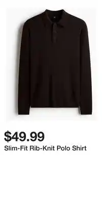 H&M Slim-Fit Rib-Knit Polo Shirt offer