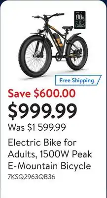 Walmart Electric Bike for Adults, 1500W Peak E-Mountain Bicycle offer