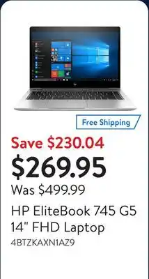 Walmart HP EliteBook 745 G5 14 FHD Laptop offer