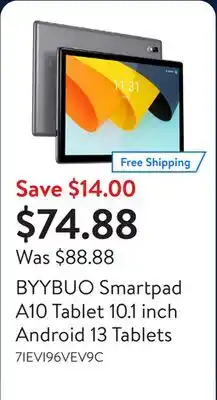 Walmart BYYBUO Smartpad A10 Tablet 10.1 inch Android 13 Tablets offer