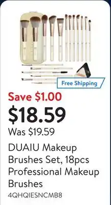Walmart DUAIU Makeup Brushes Set, 18pcs Professional Makeup Brushes offer