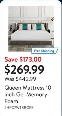 Walmart Queen Mattress 10 inch Gel Memory Foam offer