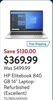 Walmart HP Elitebook 840 G8 14 Laptop-Refurbished (Excellent) offer