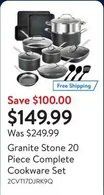Walmart Granite Stone 20 Piece Complete Cookware Set offer