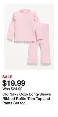 Old Navy Old Navy Cozy Long-Sleeve Ribbed Ruffle-Trim Top and Pants Set for Baby offer