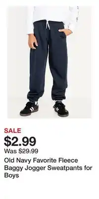 Old Navy Old Navy Favorite Fleece Baggy Jogger Sweatpants for Boys offer