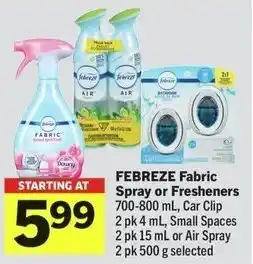 IGA Febreze fabric spray or fresheners offer
