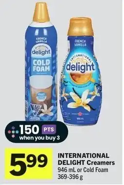IGA International delight creamers 946 ml or cold foam offer