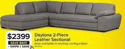 Leon's Daytona Leather 2-Piece Sectional with Left-Facing Chaise - Light Grey offer