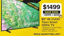 Leon's Samsung 85 4K Tizen Smart CUHD TV - UN85DU8000FXZC offer