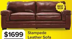 Leon's Stampede Leather Sofa - Chestnut offer