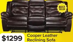 Leon's Cooper Leather Reclining Sofa - Brown offer