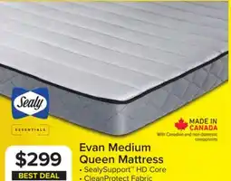 Leon's Sealy Essentials Evan Medium Queen Mattress offer