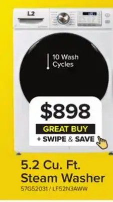 Leon's 5.2 Cu. Ft. Steam Washer offer