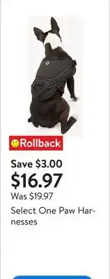 Walmart Select One Paw Harnesses offer