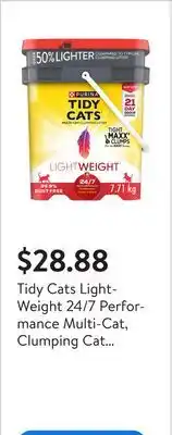 Walmart Tidy Cats LightWeight 24/7 Performance Multi-Cat, Clumping Cat Litter 7.71 kg offer