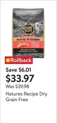 Walmart Natures Recipe Dry Grain Free offer