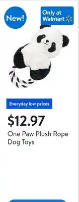 Walmart One Paw Plush Rope Dog Toys offer