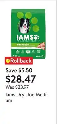 Walmart Iams Dry Dog Medium offer