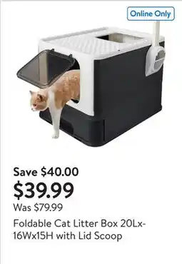Walmart Foldable Cat Litter Box 20Lx16Wx15H with Lid Scoop offer