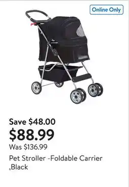 Walmart Pet Stroller -Foldable Carrier ,Black offer