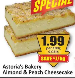 Starsky Astoria's Bakery Almond & Peach Cheesecake offer