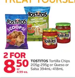 Rexall TOSTITOS Tortilla Chips 205g-295g or Queso or Salsa 394mL-418mL offer