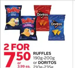 Rexall RUFFLES 190g-200g or DORITOS 210g-235g offer