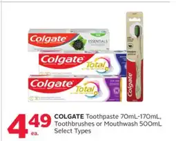 Rexall COLGATE Toothpaste 70mL-170mL, Toothbrushes or Mouthwash 500mL offer