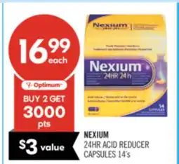 Shoppers Drug Mart NEXIUM 24HR ACID REDUCER CAPSULES 14's offer