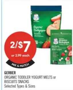 Shoppers Drug Mart GERBER ORGANIC TODDLER YOGURT MELTS or BISCUITS SNACKS offer
